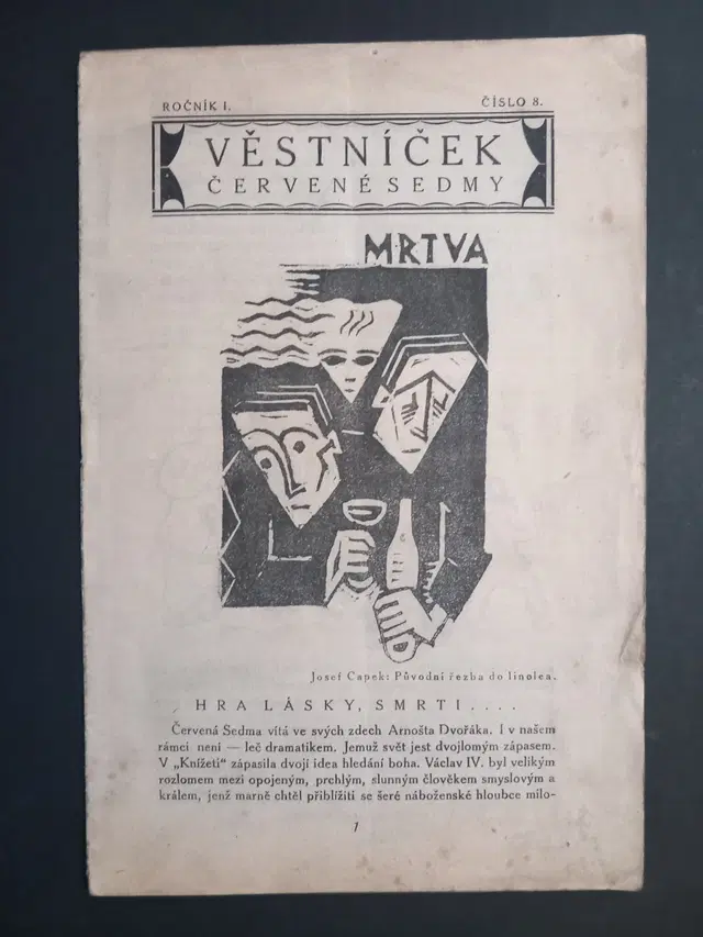 1919 Red Seven Bulletin with Josef Čapek linocut cover