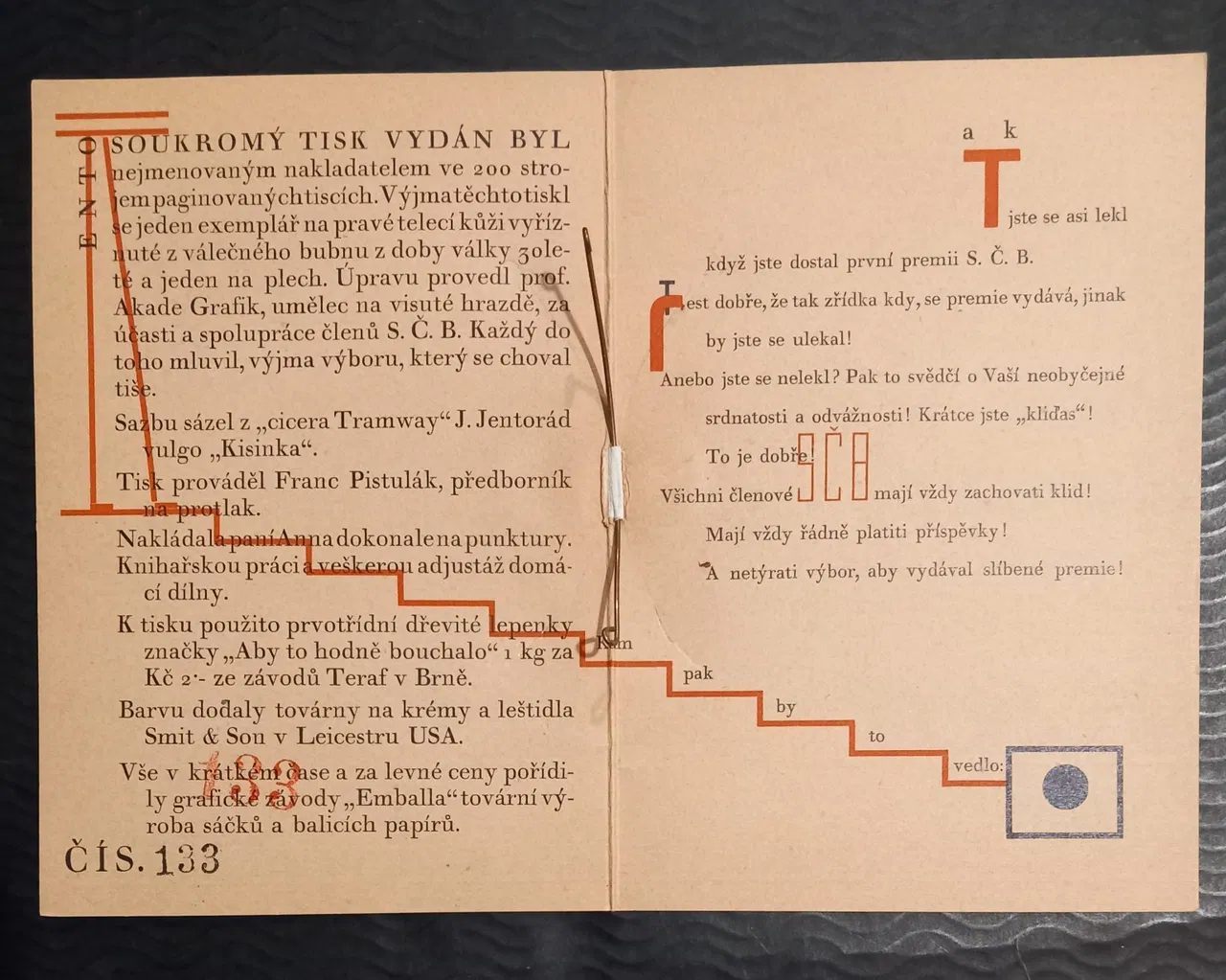 Czech Private Press P.F. 1929 Constructivist New Year Card, Limited 200