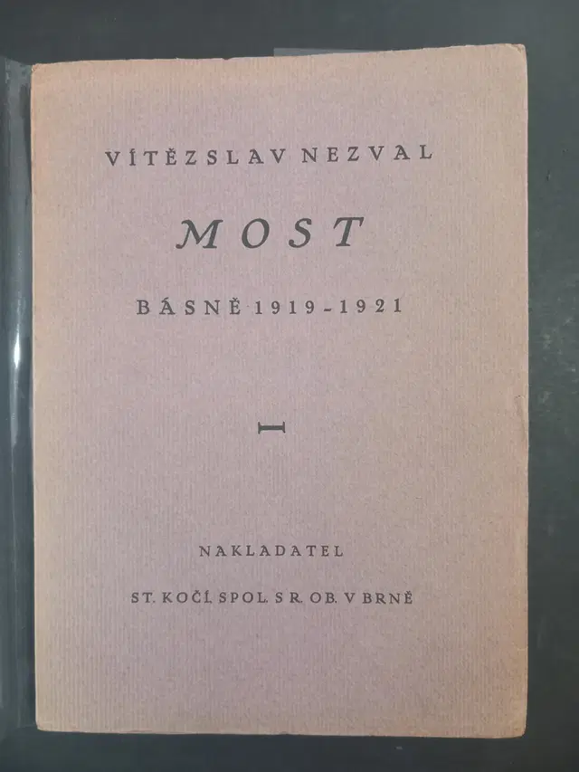 1922 Most. Nezval's first book publication inscribed to Fiala