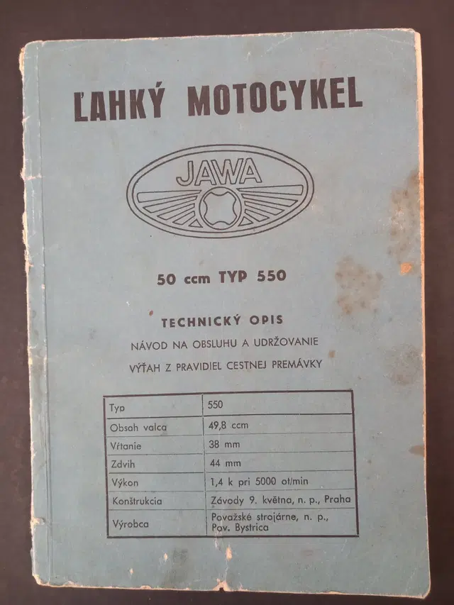 Ľahký motocykel JAWA 50 ccm typ 550