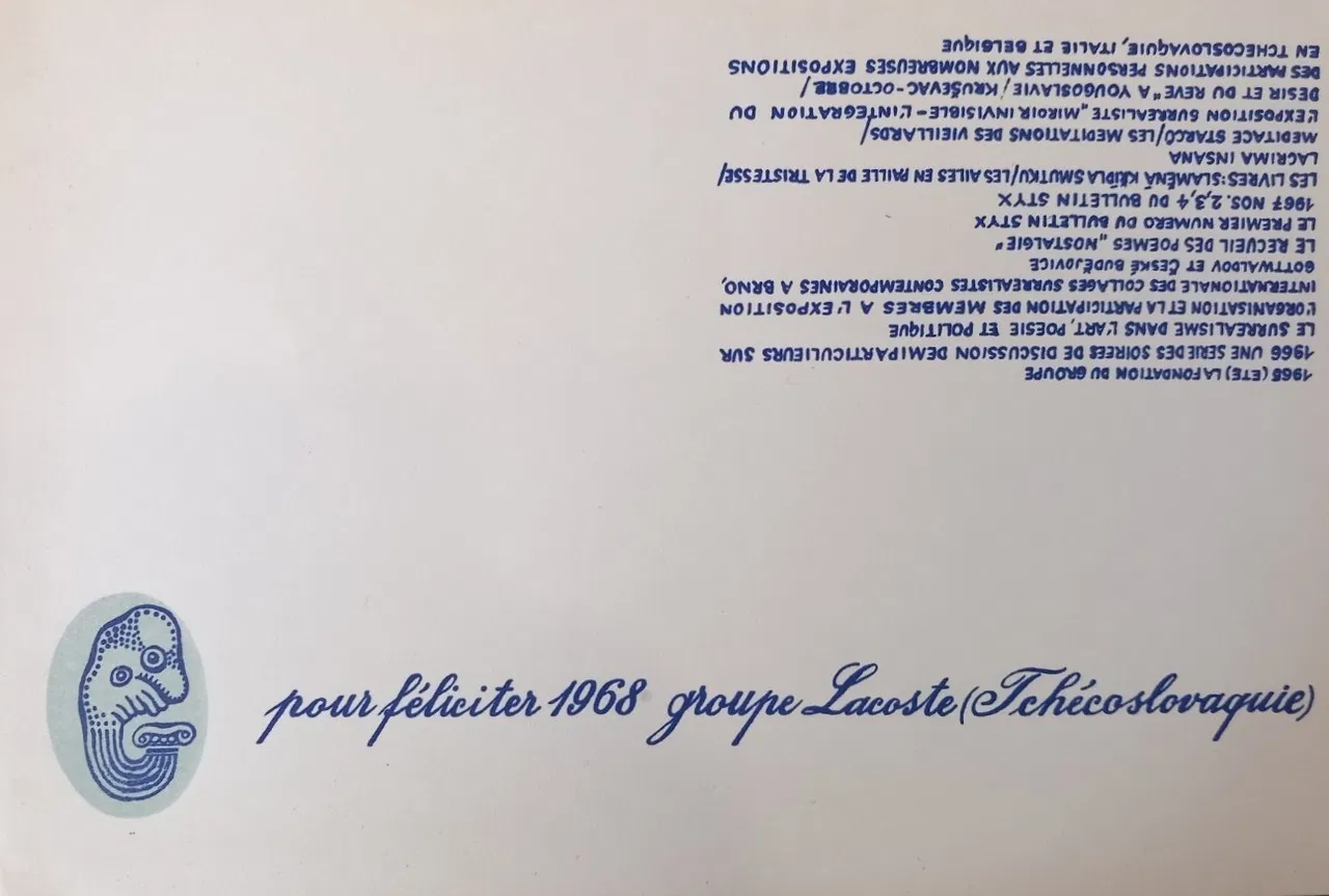 Pour féliciter 1968, groupe Lacoste (Tchécoslovaquie)