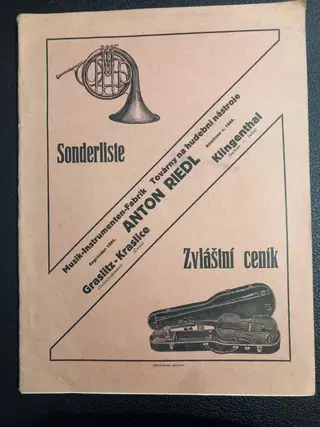 Anton Riedl – Special Price List of Musical Instruments. Kraslice, Czechoslovakia. – photo 1