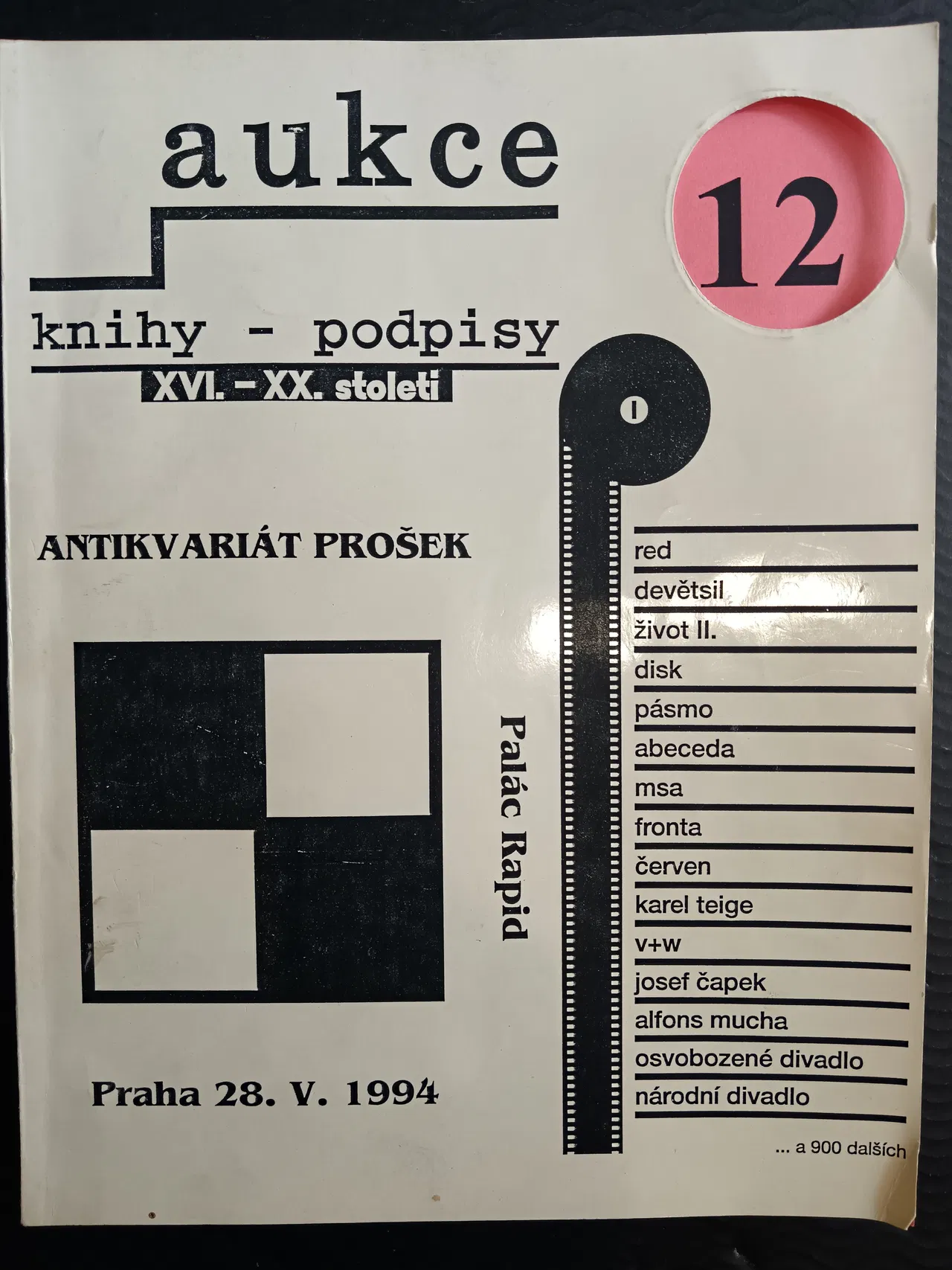 12. aukce Antikvariát Prošek 1994