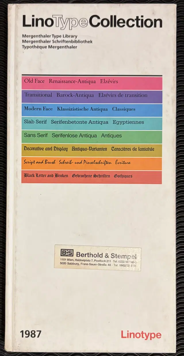 1987 LinoTypeCollection, Mergenthaler Type Library