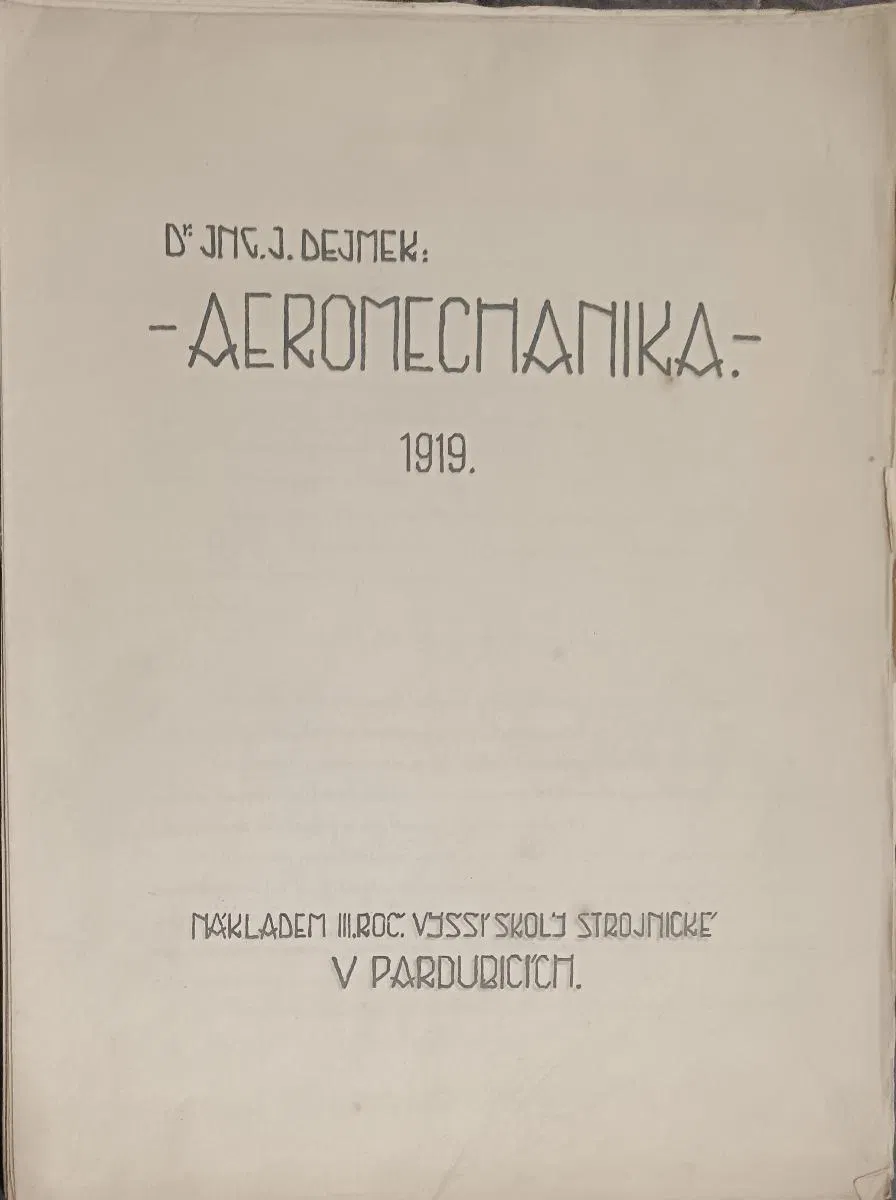Aeromechanika (dr. J. Dejmek), 1919