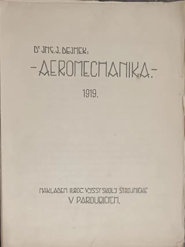 Aeromechanika (dr. J. Dejmek), 1919