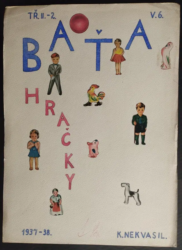 Baťa: Hračky – ručně malovaný plakát, školní práce