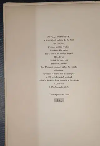 Chvála Olomouce / Breve encomion Olomucii Metropolis, 1947 (č.173/200) – photo 2