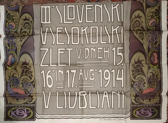 Plakát 1914: III. Slovenski vsesokolski zlet v Liubliani