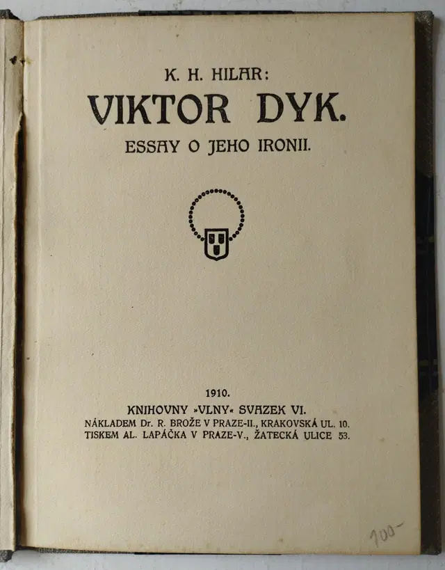 K. H. Hilar: Viktor Dyk – Essay o jeho ironii